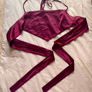 Satin tie crop top